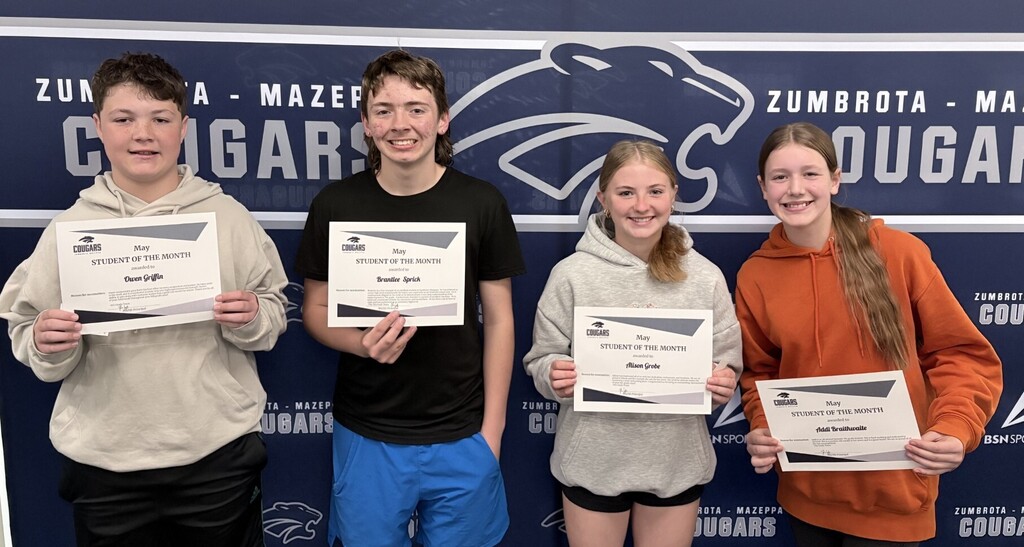 Middle school students of the month for May