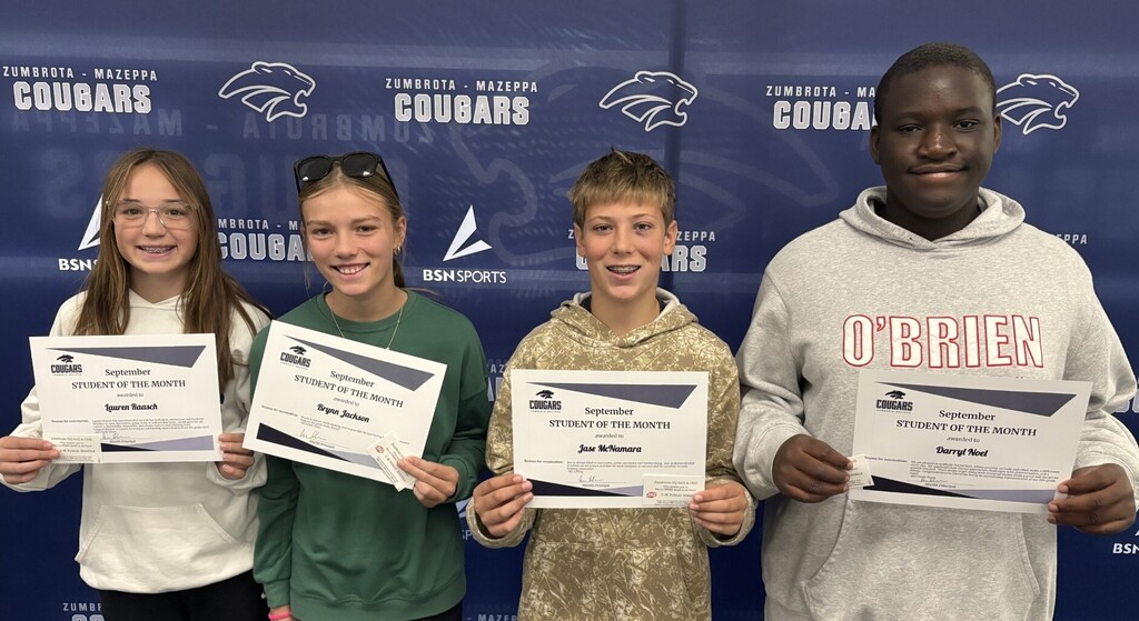 middle school students of the month for September